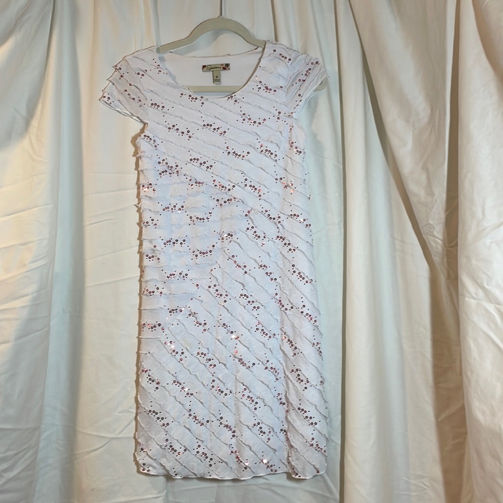 Speechless, size 16, white with red sequins
